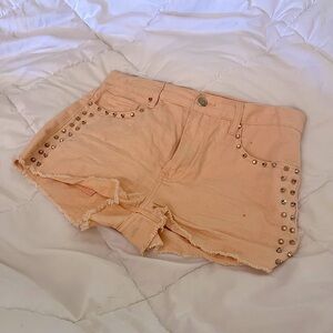 classic forever 21 silver studded peach pastel short